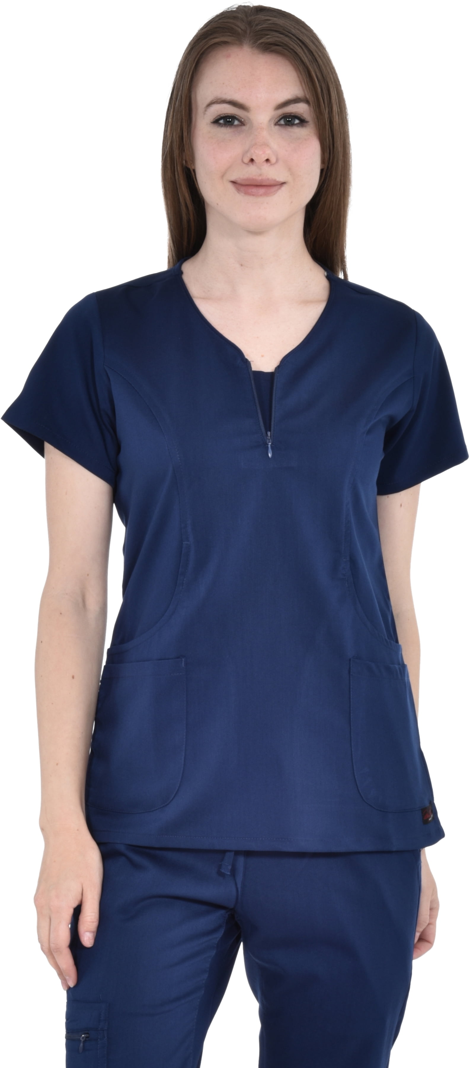 Medichic Marilyn Monroe by MediChic Women's Solid Stretch Zip Neck