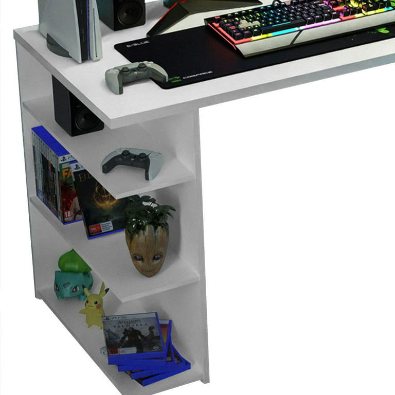 Buy 53 Wooden Rectangular Computer Gaming Desk, Black and Red By The Urban  Port