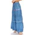 thumbnail image 4 of Sakkas Solid Embroidered Gypsy / Bohemian Full / Maxi / Long Cotton Skirt - Blue - One Size, 4 of 5