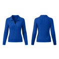 thumbnail image 7 of ClodeEU Women's Ribbed Collared V Neck Long Sleeve Knit Top,Casual Slim Fit Sweater Shirt ,Women's Plus XL, 7 of 7