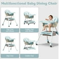 thumbnail image 5 of LHUAI, Foldable Baby High Chair, 4 in 1 Convertible High Chairs, With 5-Point Safety Harness, Adjustable Dining Tray & Backrest & Height, Easy To Clean Surface, For Babies And Toddlers, Light Blue, 5 of 8