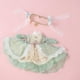 thumbnail image 4 of Vestido de muñeca BJD de 1/6 de 12 pulgadas con diadema de encaje hecha a mano para la noche de muñecas Verde, 4 of 9