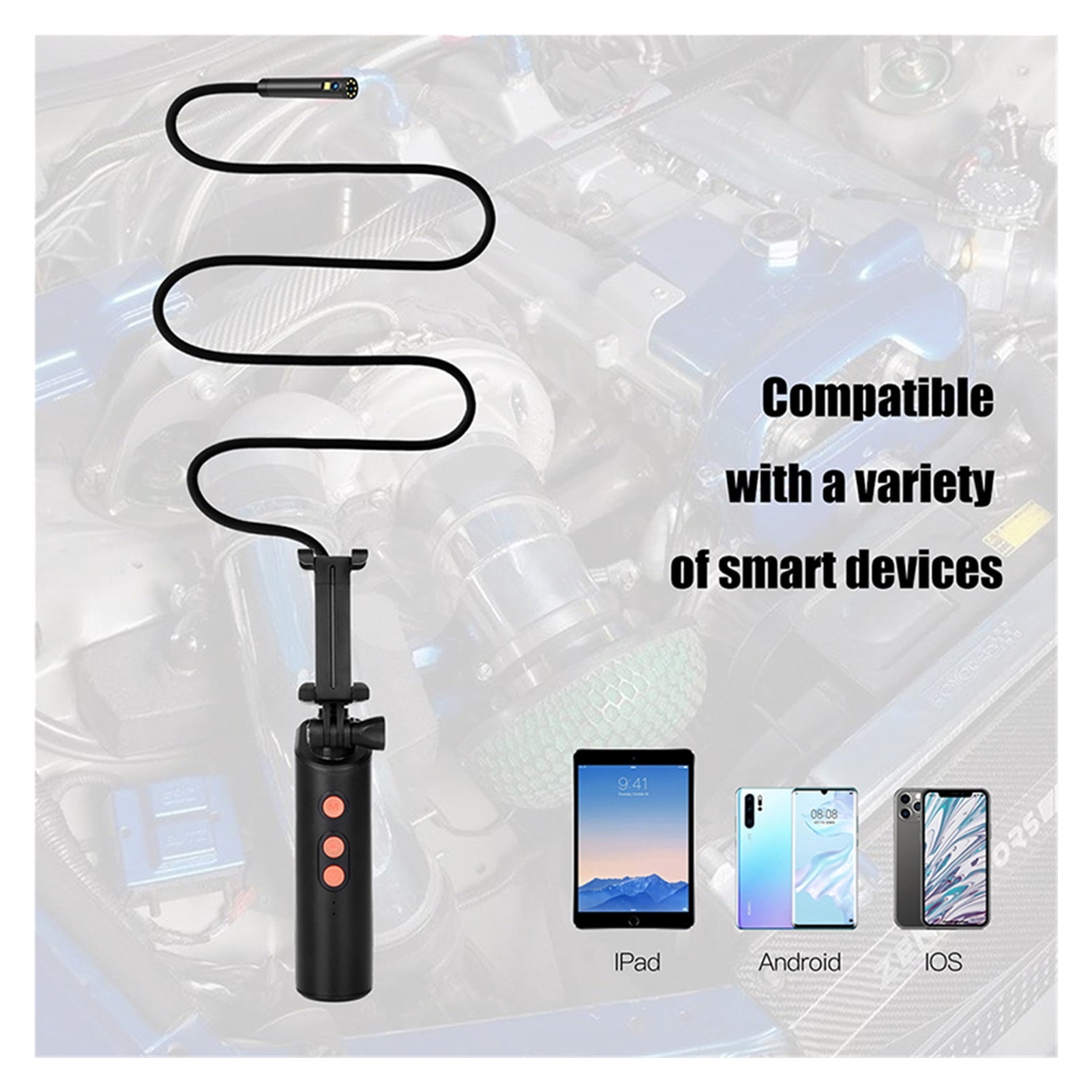 8MM Dual Lens Handheld Wifi Endoscope Camera IP68 Waterproof WiFi Borescope Inspection 2.0 MP HD Snake Camera ,Various Applicable
