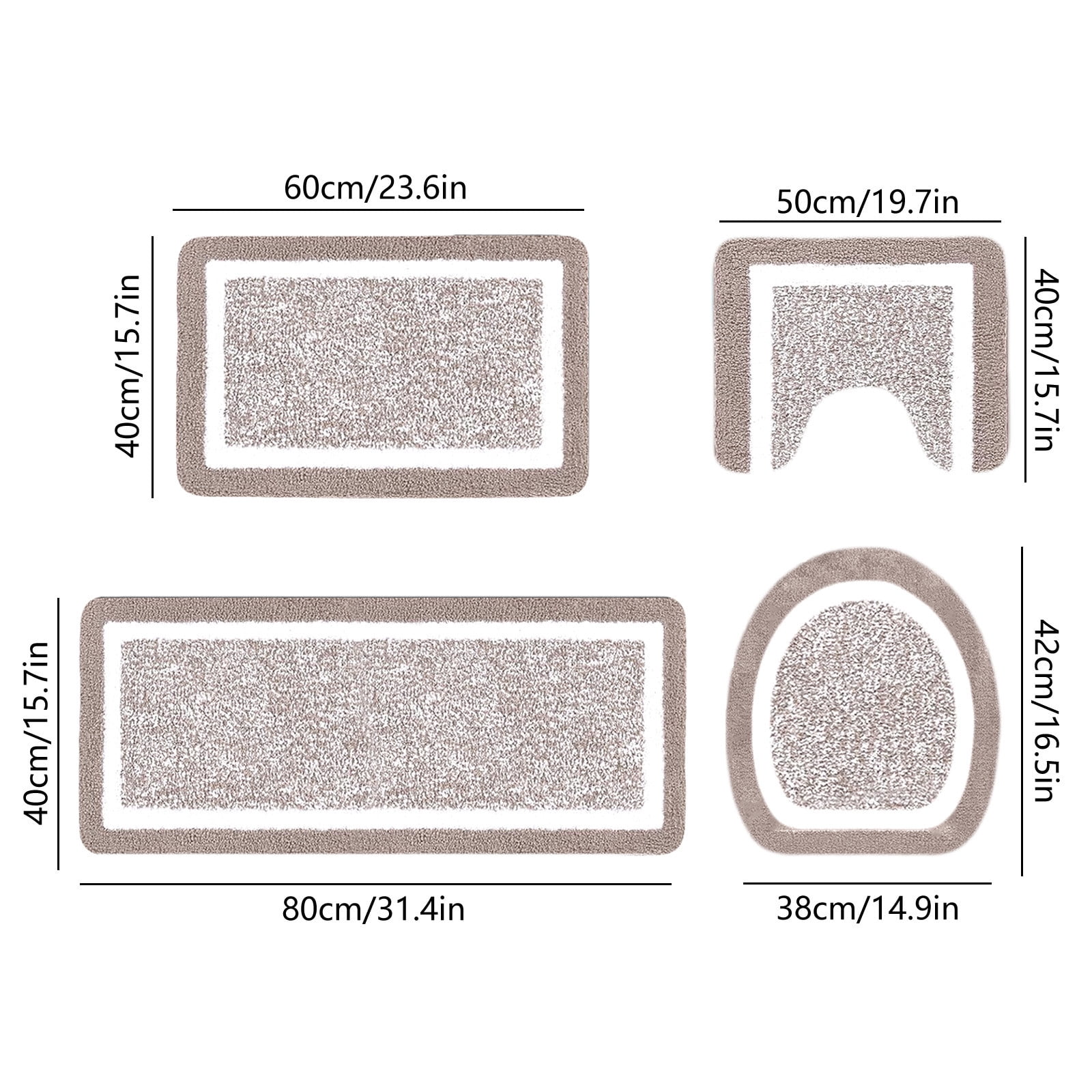 PALIFEUR Bathroom Rugs Sets, Non-Slip Bath Mat Set 4 Piece, Soft Comfortable Washable Bathroom Mat Set, Quicker Dry Bathroom Rug with Toilet Rug