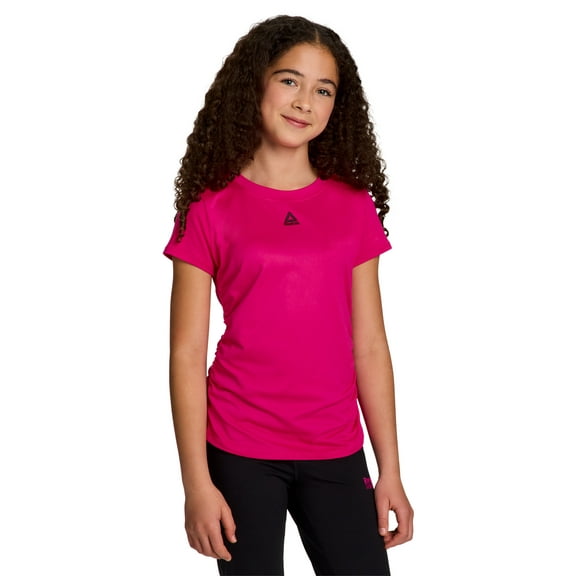Reebok Girl's Legacy Short Sleeve Ruched Performance Top, Sizes 4-18