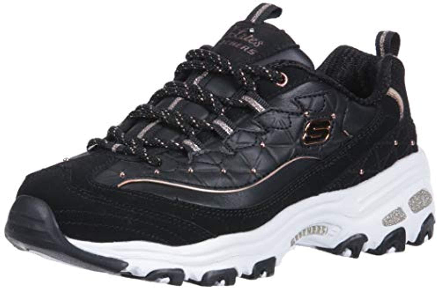 skechers black and rose gold