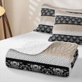 thumbnail image 4 of Erosebridal Hippie Damask Quilt Full, Boho Zebra Print Full Bedspread Sets, Black White Beige 3 Pieces, 1 Coverlet and 2 Pillowcases, 4 of 7