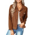 thumbnail image 3 of SAYOO Chaqueta de manga larga para mujer, abrigo ajustado con cuello vuelto y botones de color liso, prendas de vestir exteriores informales de estilo callejero simple SAYOO  S M L XL, 3 of 8