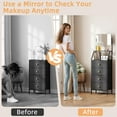 thumbnail image 4 of Dresser with Mirror, 4 Drawers Dresser with 2-Tier Shelves, Freestanding Fabric Chest of Drawers for Small Space, Tall Narrow Nightstand Vanity for Bedroom, Hallway, Dorm, Rustic Brown, 15.3"W, 4 of 10
