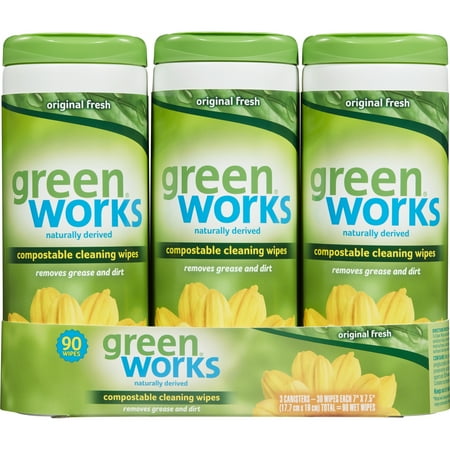 Green Countertop Wipes Green Works Compostable Cleaning Wipes, Biodegradable Cleaning Wipes - Original Fresh, 90 ct ()