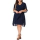 thumbnail image 2 of Vestido formal de mujer de talla grande Agnes Orinda con escote en V, superposición de gasa, vestido de invitada de boda, vestido de cóctel, malla, 2X azul marino, 2 of 6