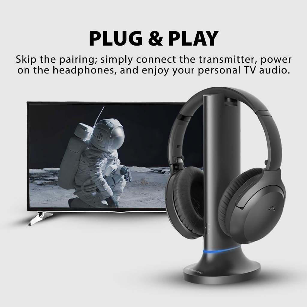 Avantree Opera Plus - Wireless Headphones for TV Watching with Cinema & Clear Dialogue Modes, HDMI ARC & Opt & AUX & RCA Input Support, 164ft Range, and Bluetooth Transmitter & Charging Dock 2-in-1