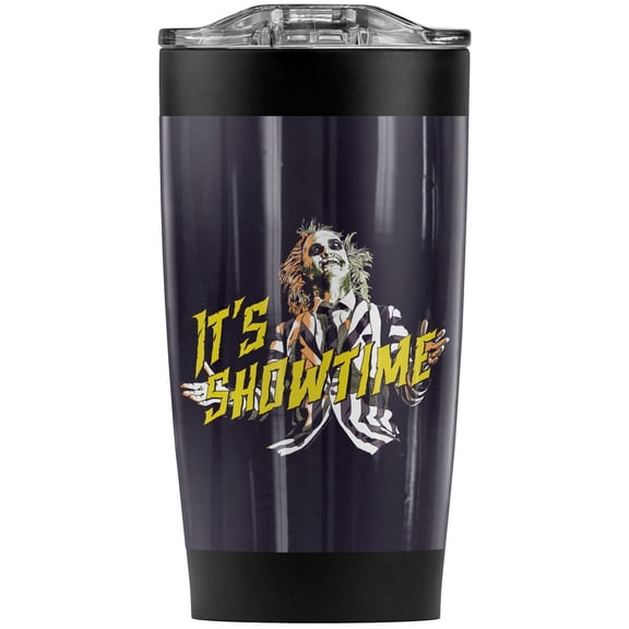 Beetlejuice Showtime Stainless Steel Tumbler 20 oz Coffee Travel Mug/Cup, Vacuum Insulated & Double Wall with Leakproof Sliding Lid | Great for Hot Drinks and Cold Beverages