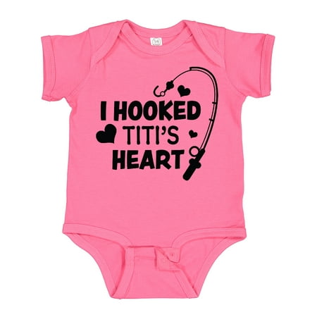 

Inktastic I Hooked Titi s Heart with Fishing Rod Gift Baby Boy or Baby Girl Bodysuit
