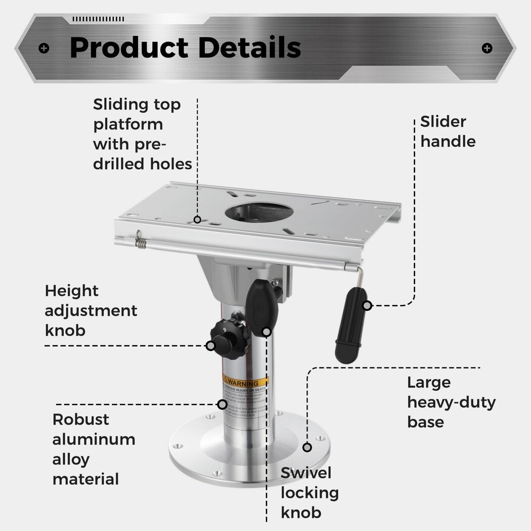 Piédestal Pour Siège De Bateau Kotsu – Hauteur Réglable, Pivotant 360°, Acier Inoxydable