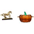 thumbnail image 1 of Escultura Figura Obra de Arte Adorno Coleccionable Estatua de Caballo Plato de Dulces de Vidrio Tapa Cuenco con Forma de Calabaza Tarro de de, 1 of 8