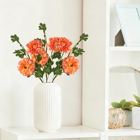 ToyKingdee Artificial Flowers Spring Summer White Zinnia Silk Flowers with Long Stems Zinnia Elegans Artificial Flowers for Arrangements Table Centerpieces Wedding Party Home Decor