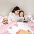 thumbnail image 4 of Manfei Ramen Capibara Axolotl Bedding Comforter Set 7pcs, Kawaii Pink Bowknot Flower Queen Bedding Sets, Cartoon Animal Lover Reversible Queen Sheet Sets, Super Cozy Room Decor, 4 of 7
