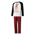 thumbnail image 2 of Gureui Family Matching Christmas Pajamas Set, Cartoon Print Crew Neck Long Sleeve Pullover Tops + Plaid Elastic Waist Long Pants/Jumpsuit Sleepwear, 2 of 9
