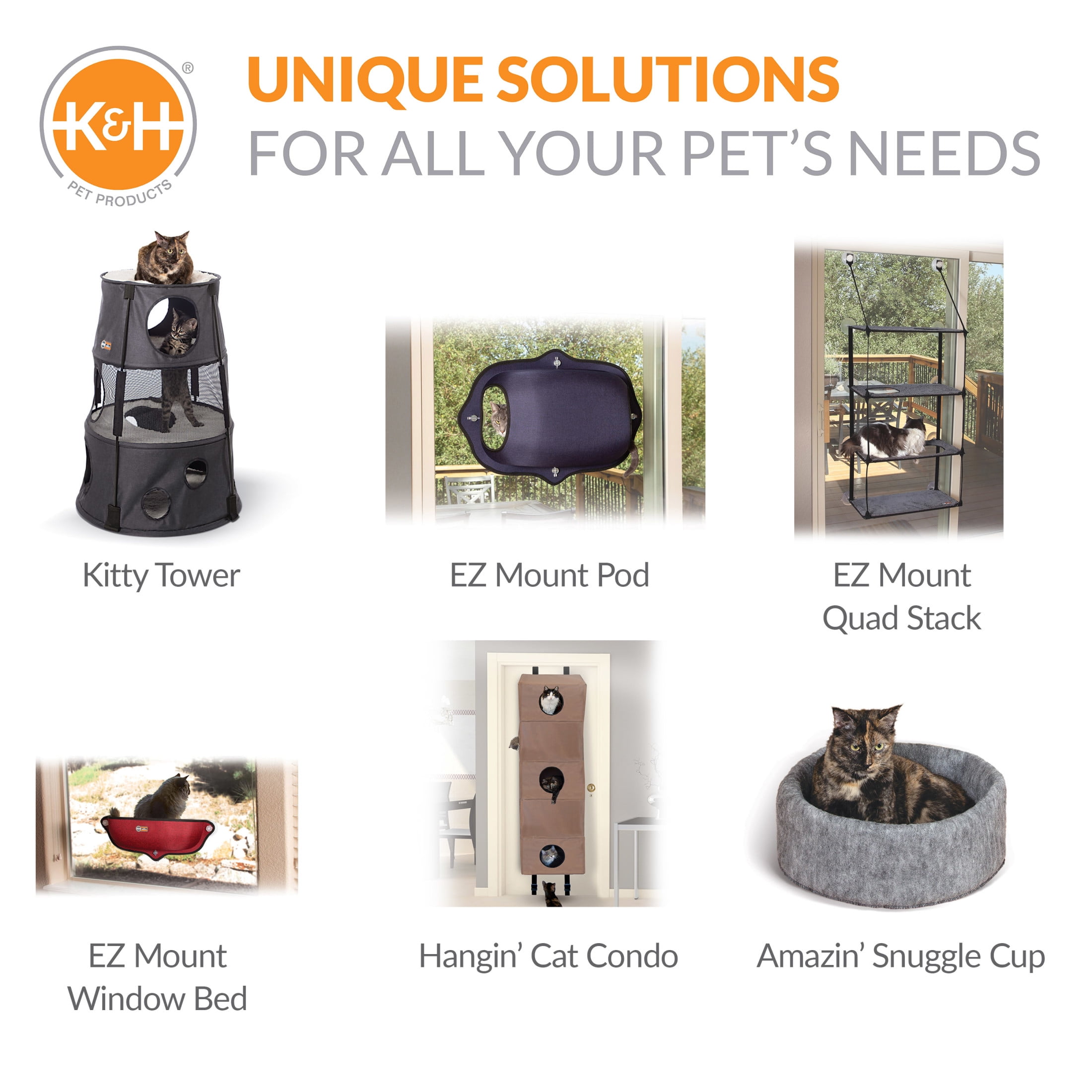 K&H Pet Products EZ Mount Window Kitty Sill Quad Stack Gray 12 X 23 Inches