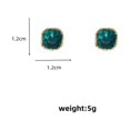 thumbnail image 5 of Green Color Square Crystal Gold Color Side Vintage Women's Stud Earrings Noble Elegant Wedding Ear Jewelry 2024 brincos, 5 of 5