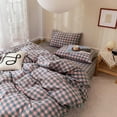 thumbnail image 6 of Plaid Comforter Set Full - 3 Piece Soft Geometric Checkered Comforter with 2 Pillow Shams, Modern Gingham Pattern Bedding Set for All Season, Breathable & Soft Cozy (Pink, Purple, Blue), 6 of 14