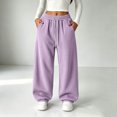 thumbnail image 6 of Girls Pants Wide Leg Sweatpants Kids Baggy Casual Elastic Waist Solid Color Track Sweat Pants with Pockets Streetwear for School Sports Hiking, 6 of 10
