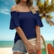 thumbnail image 5 of Camisa de viaje para mujer camiseta informal con cuello en V a la moda para ir de compras (azul marino S) FLhrweasw Para estrenar, 5 of 7