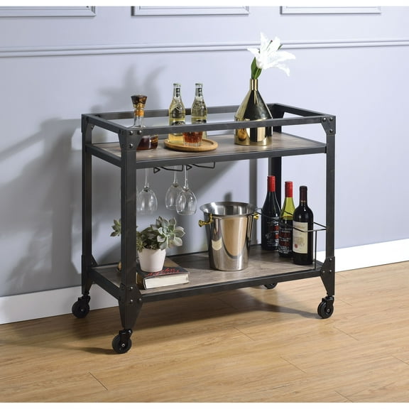 Ergode Serving Cart Rustic Oak & Charcoal
