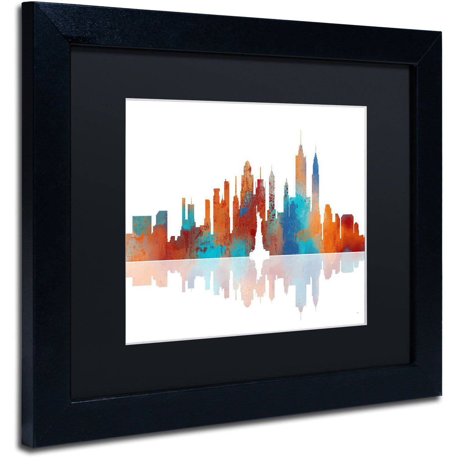 Trademark Fine Art "New York New York Skyline" Canvas Art by Marlene Watson Black Matte, Black Frame