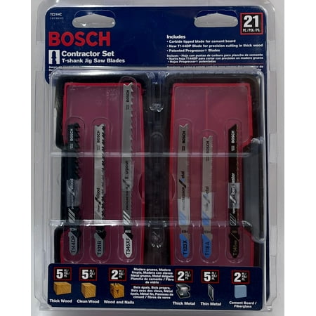 UPC: 0000346352504 | Bosch Genuine T Shank Contractor Jigsaw Blade Assortment (21 Pcs) With Brute Case – 2610930472