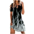 thumbnail image 2 of Women Casual Draw Back Printed Short Sleeves Cold Shoulder Dress, 2 of 5