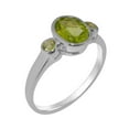 thumbnail image 1 of LBG British Made 18k White GoldWomens Ring Natural Peridot Anniversary Ring - 33 size options - Size 7.5, 1 of 6