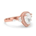 thumbnail image 2 of Rose Tone, Simulated Cubic Zirconia Size-10 Teardrop Pear Art Deco Engagement Wedding Bridal Halo Ring 925 Sterling Silver, 2 of 7