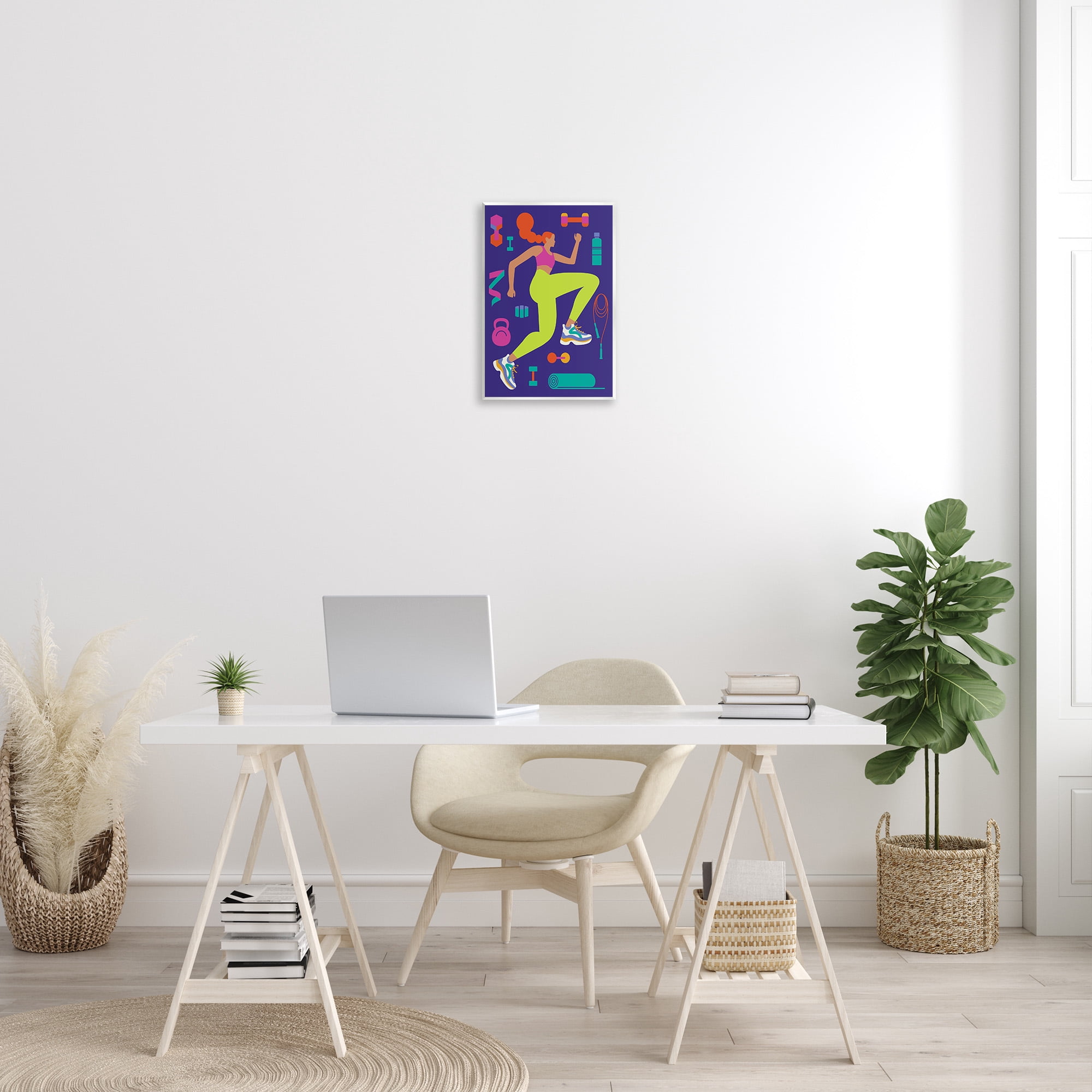 Stupell Industries Woman with Fitness Weights Sports Painting Unframed Art Print Wall Art, 13 x 19