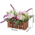 thumbnail image 4 of Flower Arrangement with Wooden Vase 7"Artificial Flowers in Pot - Fake Flowers Roses Peonies Hydrangeas in Wooden Vase Potted Artificial Flower Centerpieces for Table Decor Living Room, 4 of 6
