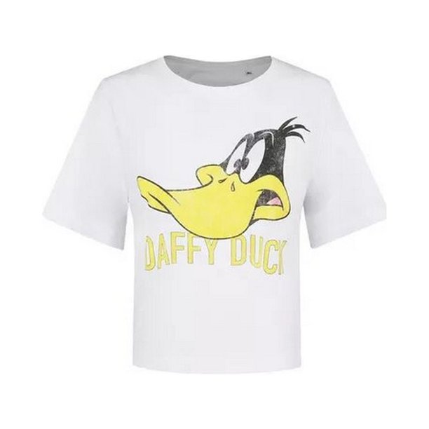 Looney Tunes - Top Crop de Pato Donald para Mujer (Blanco, Amarillo, Negro)
