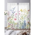 thumbnail image 3 of Spring Floral Sheer Curtains 84 Inch Length 2 Panels Set for Living Room/Bedroom, Colorful Watercolor Botanical Summer Semi Curtain Sheers Drapes Rod Pocket Curtains Window Treatment Set 52''x84''x2, 3 of 7