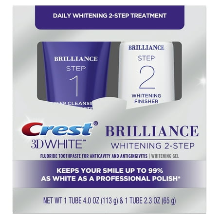 Crest 3D White Brilliance + Whitening Two-step Toothpaste, 4.0 Oz and 2.3 Oz
