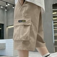thumbnail image 6 of HOMADLES Teen Boys Cargo Shorts Elastic Waist Straight Multiple Pockets Lightweight Solid Knee Length Summer Casual Thin Cargo Shorts Khaki 5 T, 6 of 6