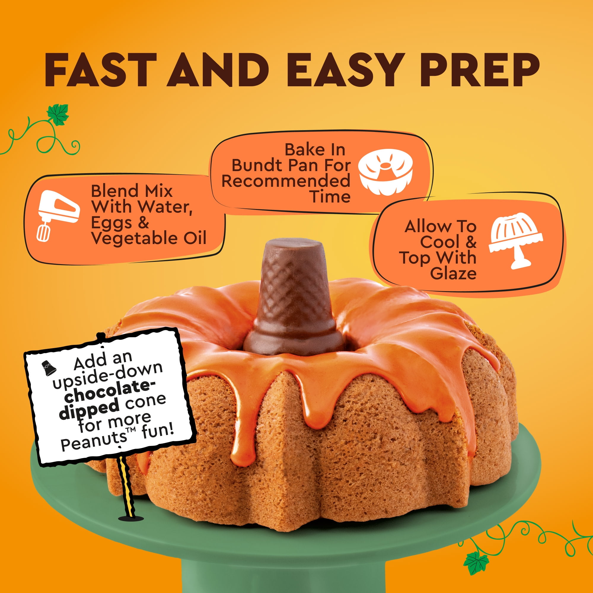 Duncan Hines Snoopy The Great Pumpkin Bundt Cake & Glaze Mix, 20.53 oz.