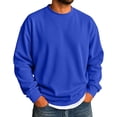 thumbnail image 2 of Mens Winter Warm Pullover Sweatshirt Fleece Lined Crewneck Sweatshirt Solid Color Casual Fleece Top for Cold Weather Blue M, 2 of 5