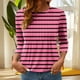 thumbnail image 1 of Heisall Women's T-Shirts 3/4 Sleeve Round Neck Loose Casual Striped Non-positional Print Spring/Autumn Fashion, 1 of 7