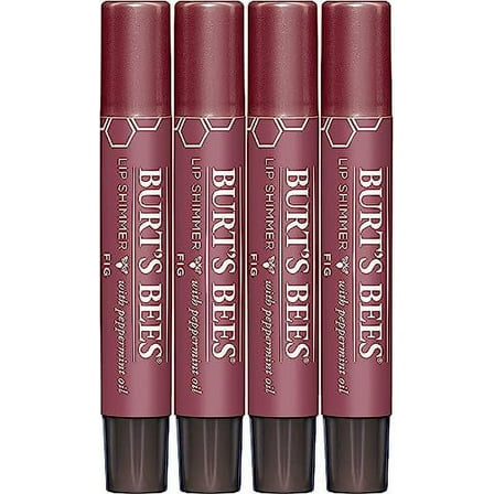 Burt's Bees Lip Balm, Moisturizing Lip Shimmer for Women, for All Day Hydration, with Vitamin E & Coconut Oil, 100% Natural, Fig, 0.09 Ounce - 4 Pack