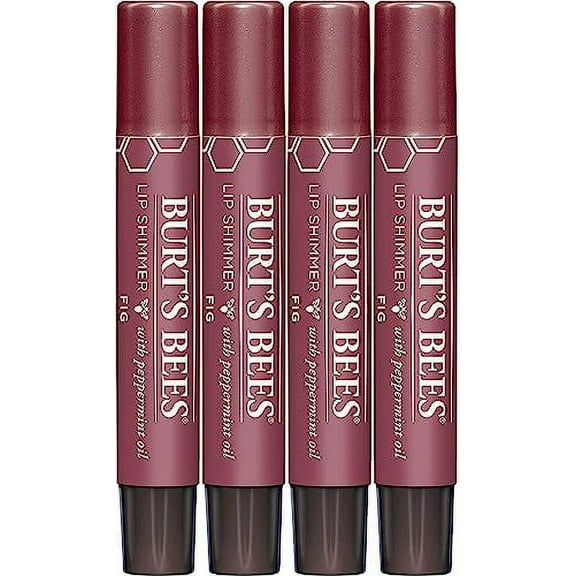Burt's Bees Lip Balm, Moisturizing Lip Shimmer for Women, for All Day Hydration, with Vitamin E & Coconut Oil, 100% Natural, Fig, 0.09 Ounce - 4 Pack