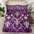 thumbnail image 2 of Manfei Purple Gothic Skull 3pcs Twin Sheet Sets for Boys Girls,Bohemian Damask Twin Fitted Sheet,Exotic Style Breathable Flat Sheet,Luxury Bedroom Decor, 2 of 7