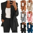 thumbnail image 7 of Lovskoo Women's 2024 Spring Fall Two Piece Outfits Blazer Jacket and Wide Leg Pants Pockets Business Casual Suit Sets Pink 4XL, 7 of 7