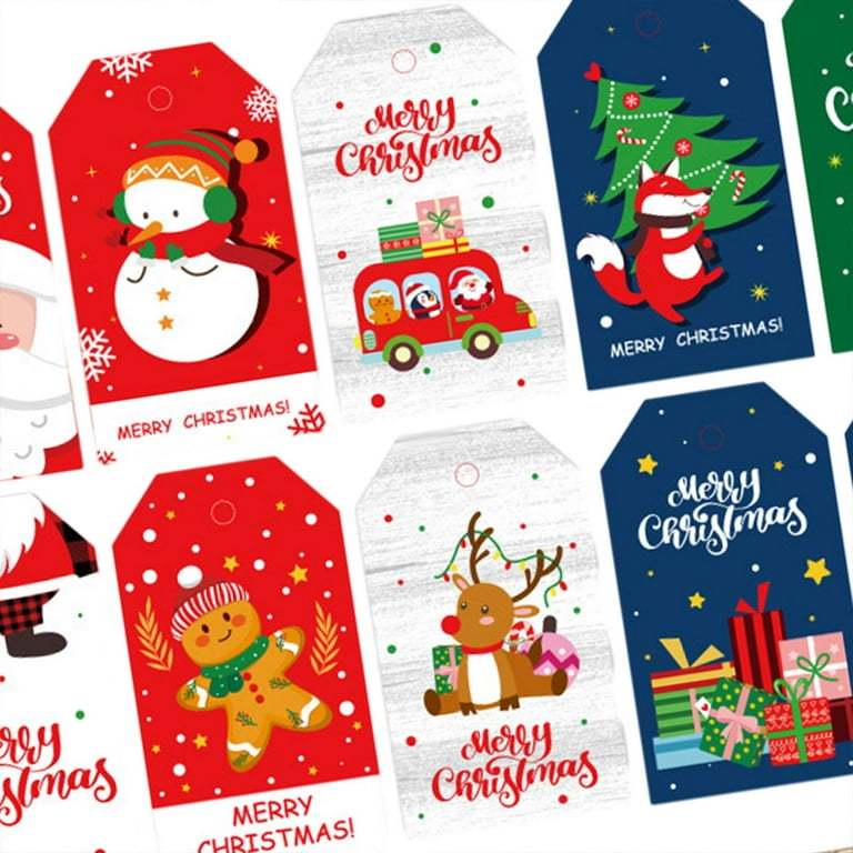 Christmas Tags with Holes Creative Gift Tags for Celebration Present Holiday 50pcs Cotton String, Size: 4cmx7cm