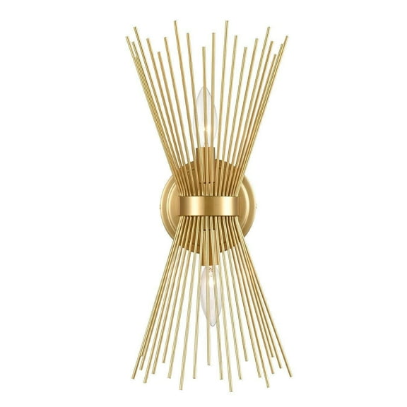 MOOSE Brass 2-Light Vanity Light Mid-Century Modern Starburst Wall Sconce Lamp