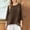 Brown women's 3/4 sleeve t-shirt a1, variant on Women's 3/4 Sleeve T-Shirt Cotton Linen Blend Casual Basic Top Round Neck Curved Hem Tee Shirts For Travel And Everyday Wear, Green L
